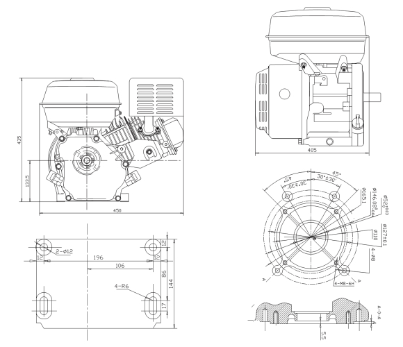 Silnik spalinowy WEIMA WM190FE-L 16KM z reduktorem obrotów 1800 obr./min